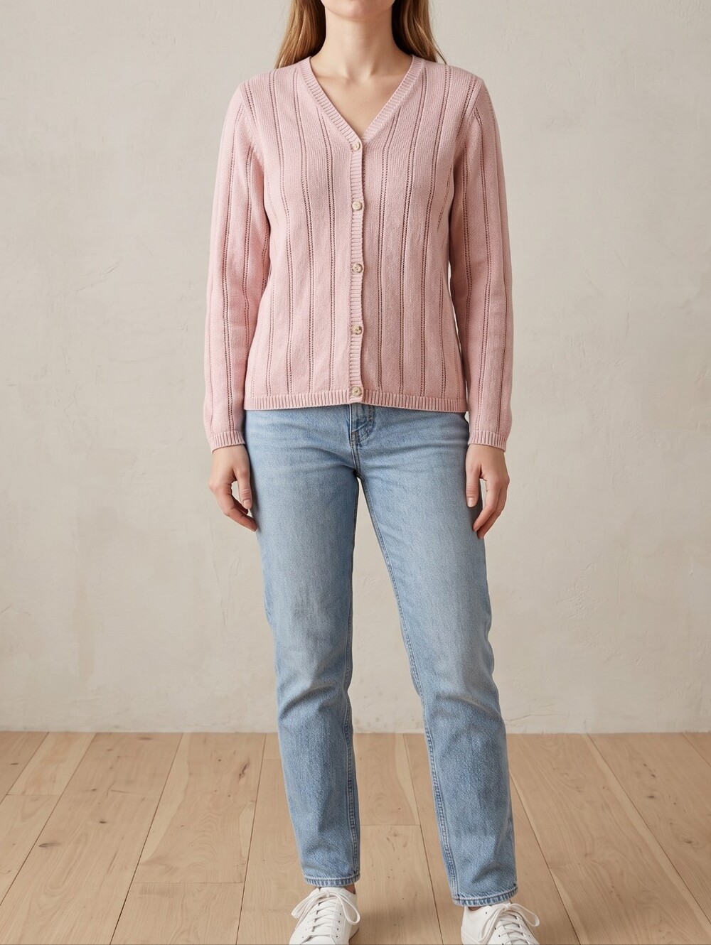 L.L.Bean Cardigan Womens Pink Linen Blend Long Sleeve Coquette Granny Sz Med